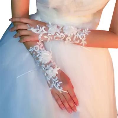 Image de Gants de Mariée en Dentelle avec Broderie de Perles