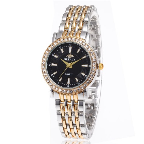 Image of Elegant Rhinestone Stainless Steel Quartz Watch for Women and Men – Luxury Casual Fashion Timepiece with Business Style Design