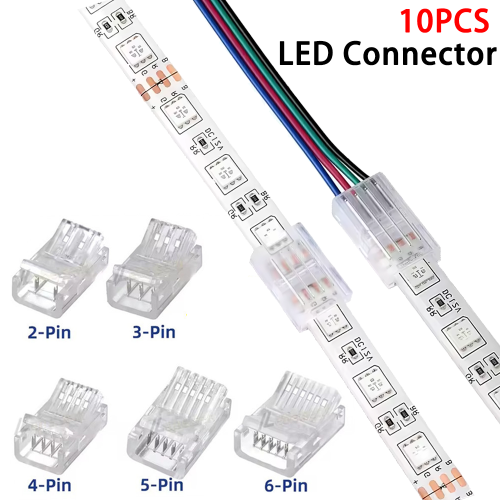 Zdjęcie 10 SZT. Złącza LED 2Pin 3Pin 4Pin 5Pin 6Pin Taśma LED do Taśm Taśma do Przewodu 8/10/12MM do Taśm LED 5050 Złącza Klamra