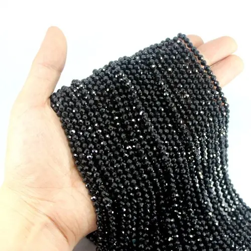 Image de Perles de Spinelle Noire Facettées - 100 Unités pour Bijoux