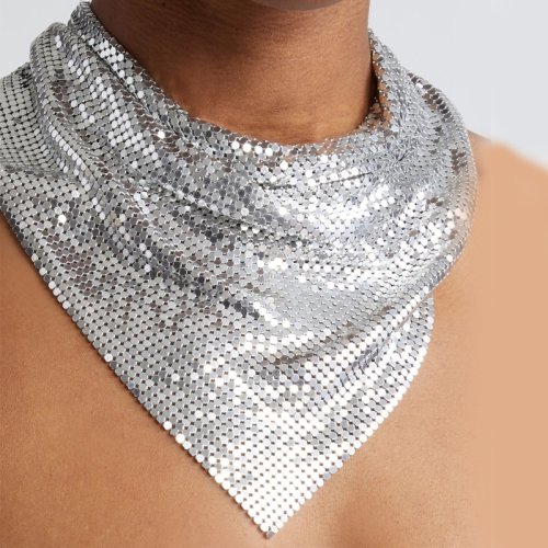 Image of Shimmering Sequined Scarf for Nightclub Parties, Punk Style Bandana, Stage Performance Neckwear & Headscarf Accessory