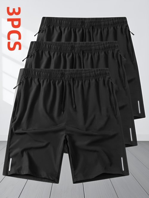 Imagen de Pantalones Cortos Informales para Hombre - Pack de 3 Unidades, Deportivos para Correr, Gimnasio, Baloncesto y Playa, Ropa Deportiva Transpirable y Cómoda
