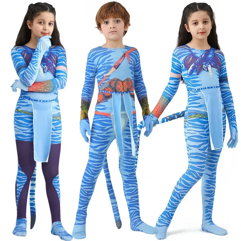 Image of Kids Avatar Neytiri Cosplay Costume - The Way of Water Inspired Halloween Outfit for Boys and Girls