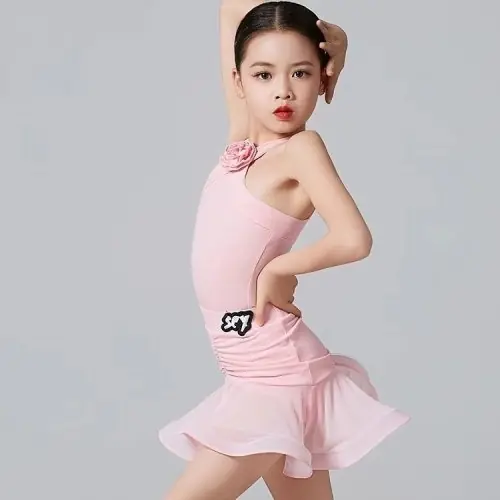 Image de Robe de Danse Latine pour Filles - Rose Élégante