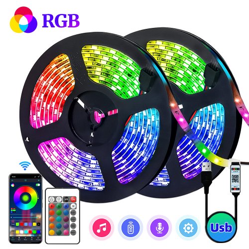 Taśmy LED RGB 3535, 5V 1M-30M, 16 milionów kolorów, RGB, taśmy LED do synchronizacji muzyki, zmiana koloru na imprezę w domu