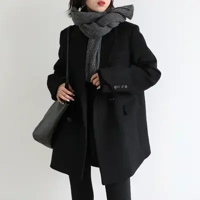Image de Manteau Femme en Laine Mélange Mi-Long - Élégant & Chaud