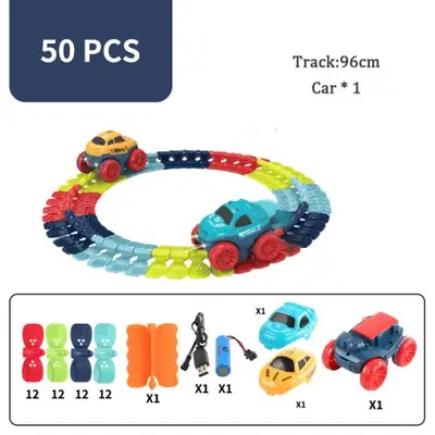 Image de Piste de Course Magique LED pour Enfants - Jouet Interchangeable et Flexible