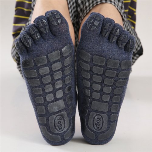 Bild von Herren Winter Warme Fünffinger Socken mit Anti-Rutsch Griffigkeit – Verdickte Fitness Bodensocken für Kaltes Wetter und Indoor Training