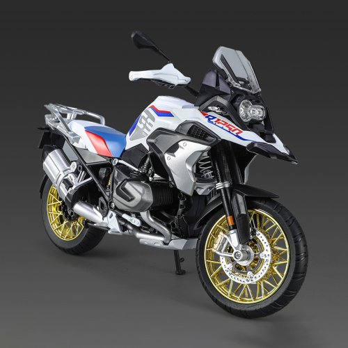 Zdjęcie Model motocykla BMW R1250 GS Adventure w skali 1:9 – metalowy model wyścigowy z oświetleniem, idealny do kolekcjonowania i zabawy
