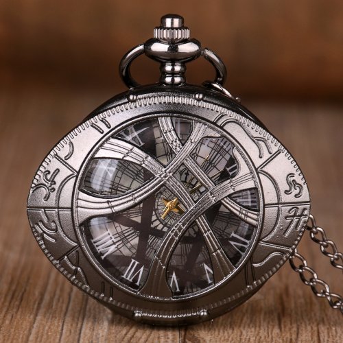 Image of Vintage Bronze Pocket Watch with Eye Design – Quartz Movement Pendant Necklace for Men and Women