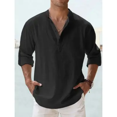Image de Chemises Homme Coton Lin - Style Décontracté & Été