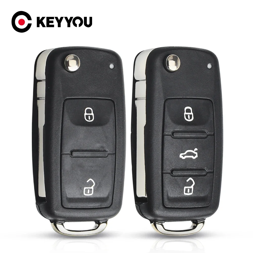 Immagine di Chiave Pieghevole a Distanza KeyYou con Custodia Protettiva per Volkswagen Tiguan, Golf, Sagitar, Polo MK6 - Design Elegante e Pratico