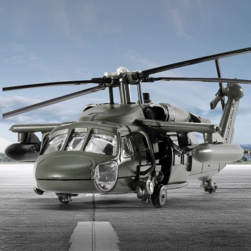 Image of Black Hawk Helicopter Alloy Model with Display Stand and Gift Box – Realistic Sound and Light Features, Perfect for Collectors and Display