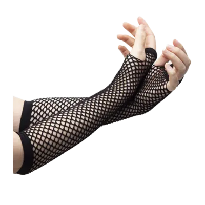 Image de Gants Noirs Résille Sans Doigts - Style Gothique & Cosplay