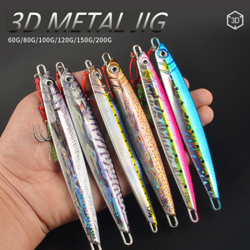 Image of Premium 3D Metal Jig Fishing Lure Set – Realistic Biomimetic Fish Design in 60g to 200g Weights for Ocean & Boat Fishing