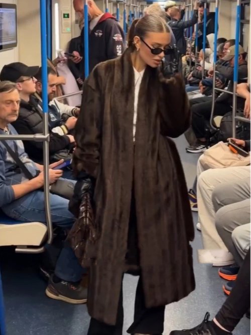 Image of Brown Long Faux Fur Coat for Women – Fashionable Full Sleeve Fluffy Loose Lace-Up Overcoat, 2025 Winter High Street Outwear
