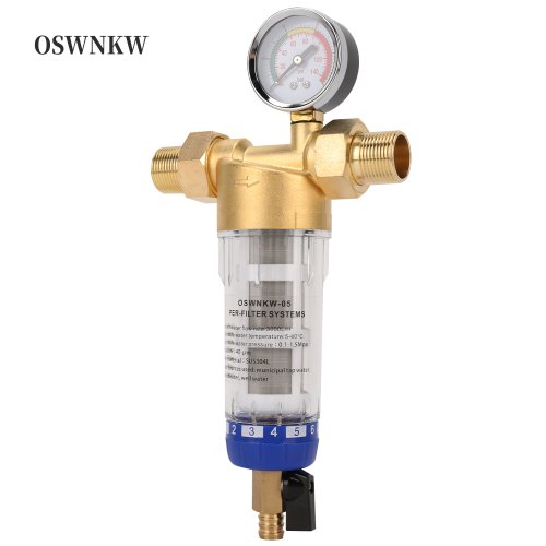 Imagen de Sistema de Prefiltro Central Retrolavado OSWNKW 05 con Filtro Giratorio de Sedimentos para Toda la Casa - Malla de Acero Inoxidable