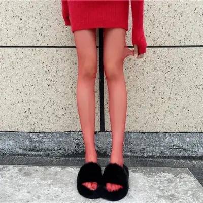 Image de Collants Femme Élastiques & Sexy - Rouge Grande Taille