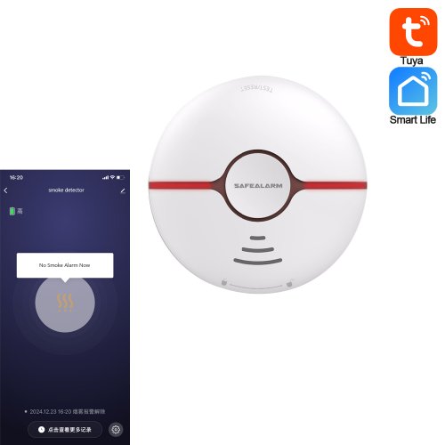 Afbeelding van Tuya Smart Life Draadloze Brandmelder met 2,4 GHz WiFi – Zelfstandige Alarmfunctie voor Thuisveiligheid, Compatibel met Alexa en Google Assistant