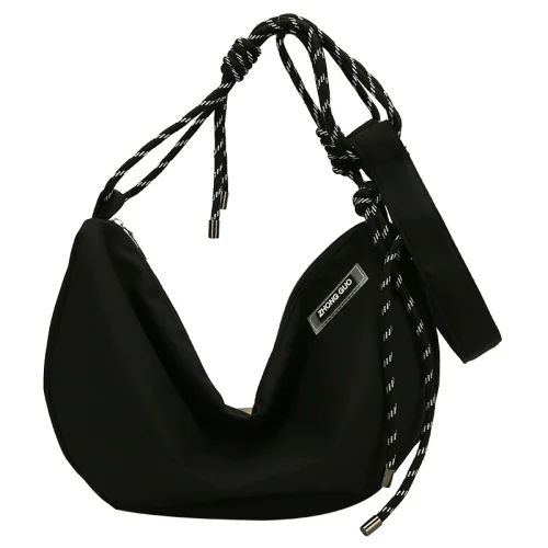 Imagen de Nuevos bolsos de hombro de tela de nailon, bolso Hobos Vintage de Color sólido, bolso Diagonal infor...