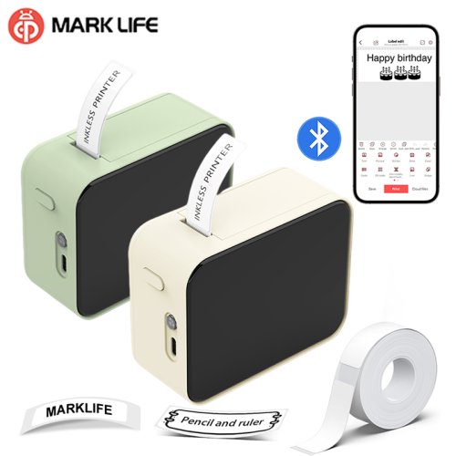 Image of MarkLife P15 Wireless Bluetooth Thermal Label Printer – Compact Mini Label Maker with Adhesive Tape for Home, Office & Kitchen Use