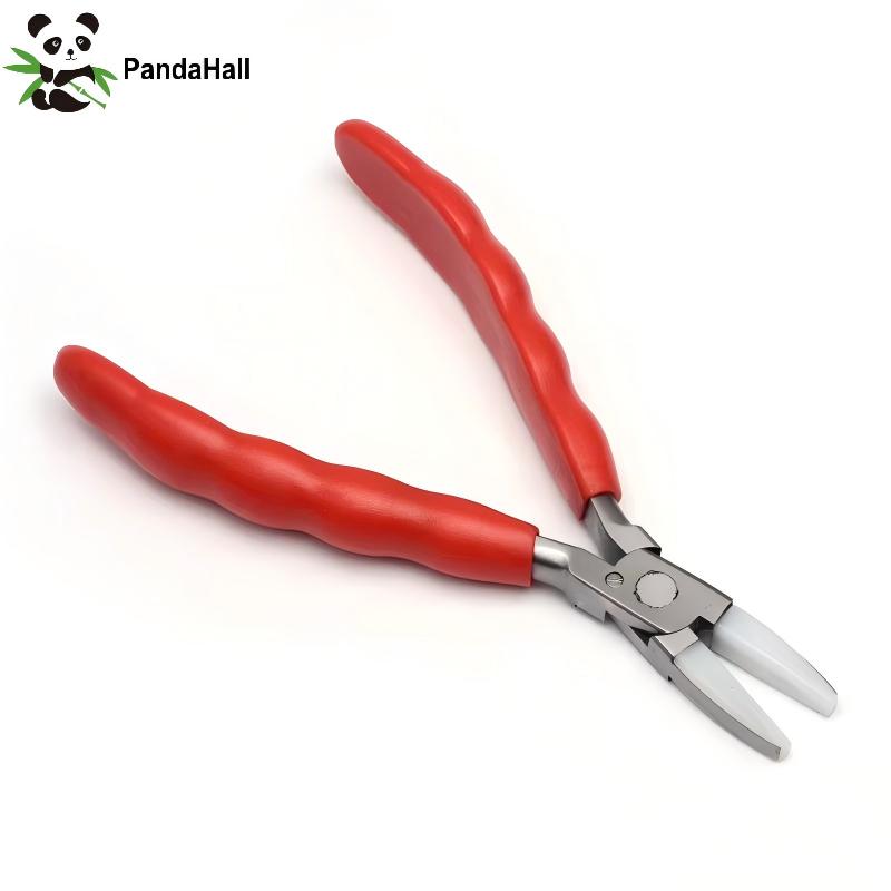Imagen de Alicates de mandíbula de nailon y acero al carbono, alicates de punta plana con cubiertas de corte, herramientas para hacer joyas, 160x60x17mm
