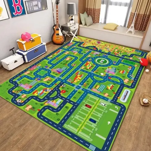 Image de Tapis de Jeu Ville pour Enfants - Tapis Voiture et Route