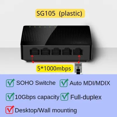 Image de Commutateur Gigabit 5 Ports Tenda - Réseau Rapide & Stable