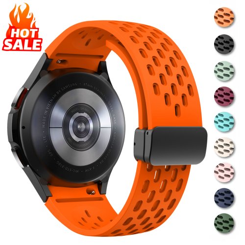 Immagine di Cinturino in Silicone per Samsung Galaxy Watch 7, 6, 5, 4, 40mm, 44mm, 5 Pro, 45mm, 6 Classic, 43mm, 47mm – Bracciale con Fibbia Magnetica Senza Spazi Vuoti
