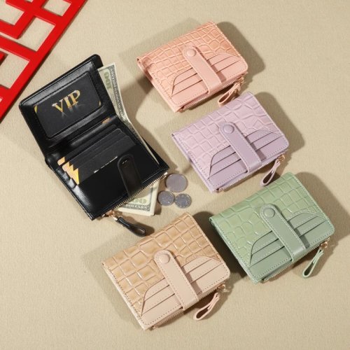 Image of Elegant Mini Crocodile Print Clutch Wallet with Card Holder and Coin Purse for Women