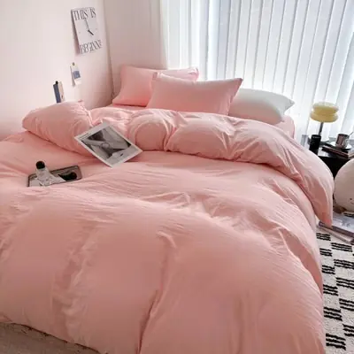 Image de Linge de Lit 100 % Coton - Parure 4 Pièces Unie