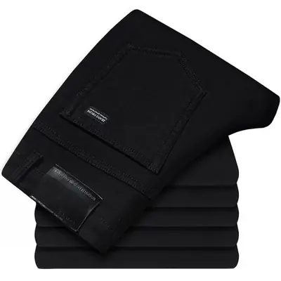 Image de Jeans Homme Noir Élégant Coupe Ajustée 2025