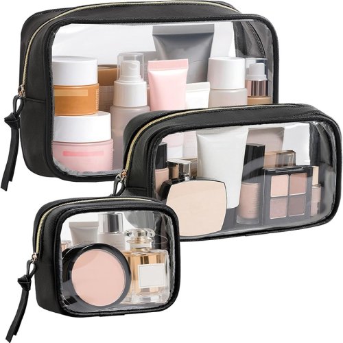 Bild von Transparenter Make-up-Koffer aus PVC – Großer, staubdichter Kulturbeutel mit großem Fassungsvermögen für Reisen und Alltag