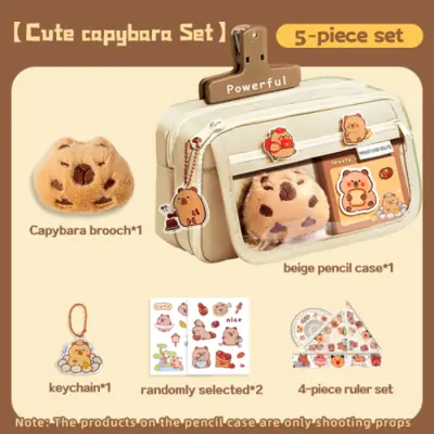 Image de Coffret Crayons Capybara Mignon - Rangement Scolaire