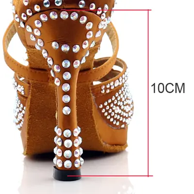 Image de Chaussures de Danse Latine Femme - Satin Strass Bronze