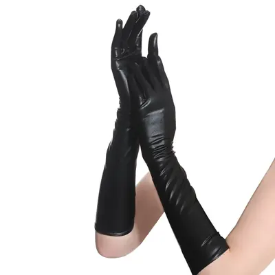 Image de Gants Longs Vernis Or & Argent - Style Y2K