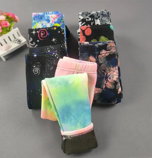 Bild von 2-11Y Mädchen Hosen Herbst und Winter Slim Fit Warme Hosen Verdickte Samt Gedruckt Kinder Hosen Baby Casual Hosen