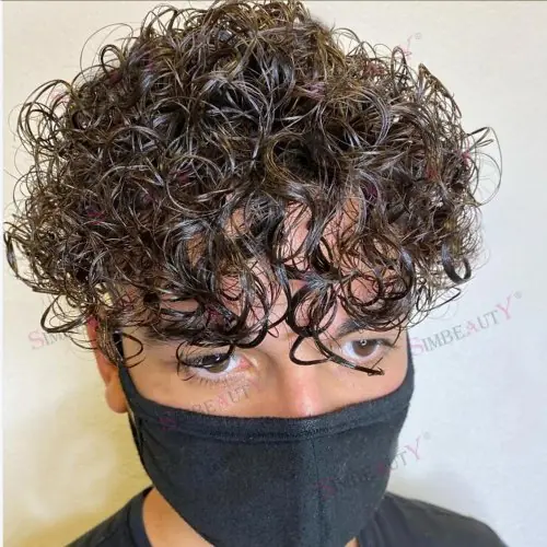 Image de Toupet Bouclé Homme - Perruque Naturelle 10x8 Pouces