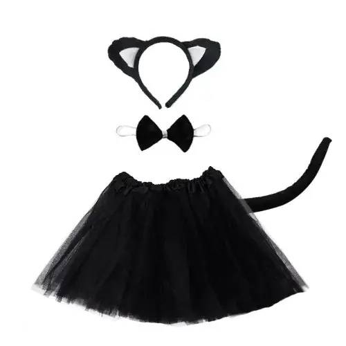 Noir chat 3pcs robe