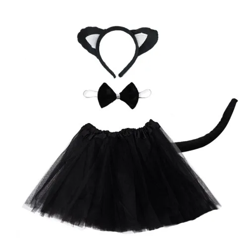 Zwart kat 3pcs jurk