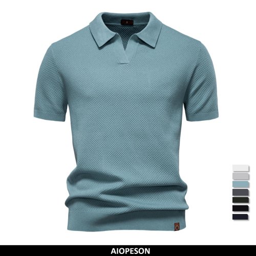 Bild von 2023 neue Sommer Premium Einfarbig männer Golf Polo-Shirt für Kragen Atmungsaktive Stoff Sozialen Casual Top Männliche Polo-Shirts