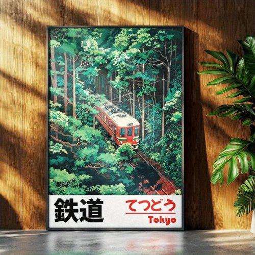 Afbeelding van Retro Japans Landschap Canvas Afdrukken Aziatische Kunstspoor Wall Art Poster Moderne Woonkamer Slaapkamer Badkamer Home Decor