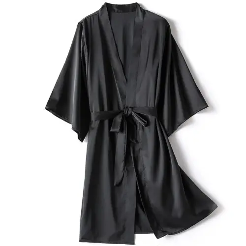 Image de Kimono Satin Élégant - Robe de Nuit Féminine & Séduisante