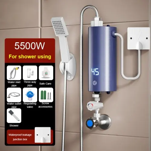 Bleu avec douche