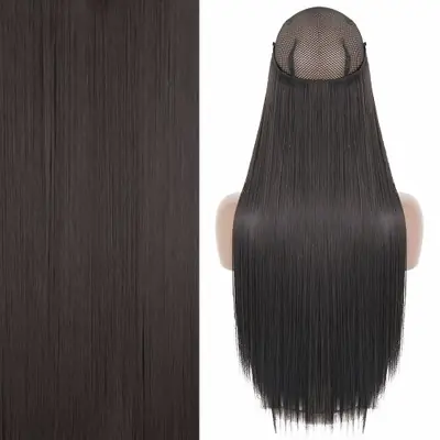 Image de Postiche Synthétique Lisse Sans Clip - Noir & Blond