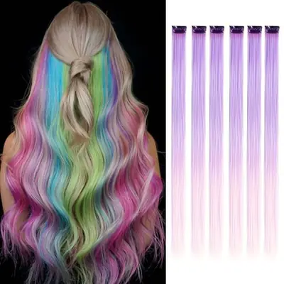 Image de Extensions Cheveux Synthétiques Clips Bleu Royal - 22 pouces
