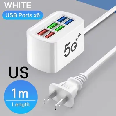 Image de Multiprise USB 6 Ports + Prises EU/US - Charge Rapide