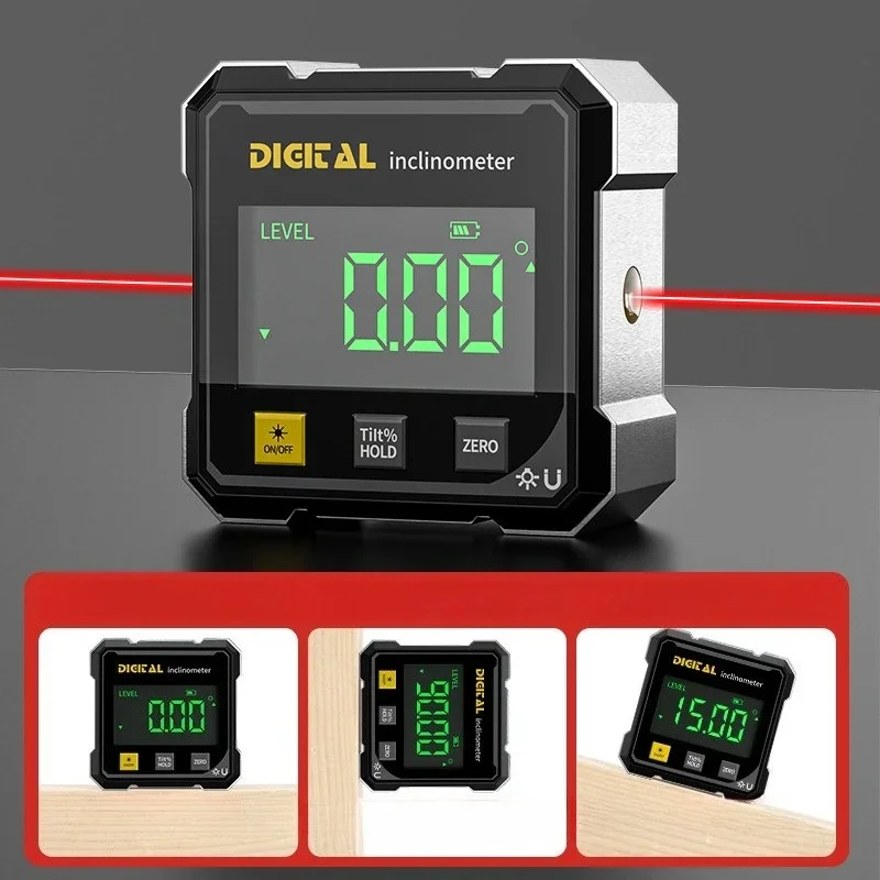 Image of Rechargable Magnetic Digital Laser Inclinometer Multifunctional Electronic Digital Protractor Slope Horizontal Measuring Tools