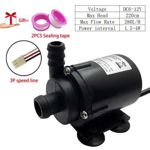 Image de Mini Pompe Submersible Silencieuse 280L/H - 12V/6V pour Aquarium & Hydroponie