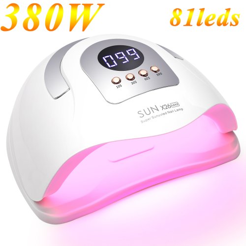 Zdjęcie SUN X26 MAX Suszarka do paznokci 380W Lampa UV LED do paznokci 81LEDS Lampa do manicure utwardzająca żel polski z automatycznym inteligentnym czujnikiem Nail Art
